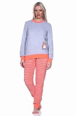 RELAX by Normann Damen Frottee Pyjama Langarm mit Bündchen und niedlicher Pinguin Stickerei - 291 13 779, Farbe:rot, Größe:48/50 von RELAX by Normann