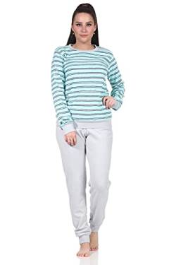 RELAX by Normann Damen Frottee Schlafanzug Pyjama mit Bündchen - auch in Übergrössen - 222 201 13 852a, Farbe:Aqua, Größe:36-38 von RELAX by Normann