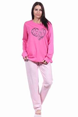 RELAX by Normann Damen Pyjama Langarm Schlafanzug mit Herzmotiv - 212 201 10 904, Farbe:pink, Größe:36-38 von RELAX by Normann