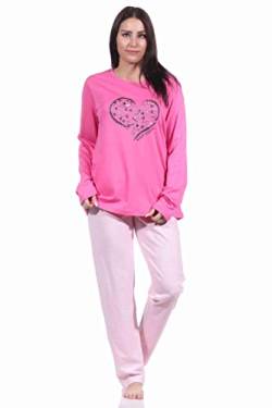 RELAX by Normann Damen Pyjama Langarm Schlafanzug mit Herzmotiv-212 201 10 904, Farbe:pink, Größe:44-46 von RELAX by Normann