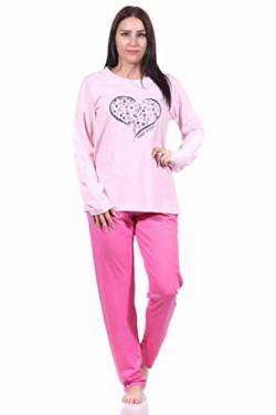 RELAX by Normann Damen Pyjama Langarm Schlafanzug mit Herzmotiv-212 201 10 904, Farbe:rosa, Größe:40-42 von RELAX by Normann