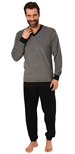 RELAX by Normann Lässiger Herren Frottee Pyjama Langarm mit Bündchen in Ringel - Optik - 291 101 13 784, Größe2:52, Farbe:grau von RELAX by Normann