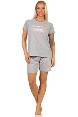 Sommerlicher Damen Kurzarm Shorty Schlafanzug Pyjama mit Schmetterlingsmotiv, Farbe:grau, Größe:44-46 von RELAX by Normann