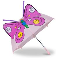 relaxdays Stockregenschirm Kinderregenschirm mit 3D Motiv, Schmetterling von RELAXDAYS