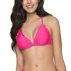 RELLECIGA Damen Bademode Bikini Top Triangel Oberteil Ruffle Neon Rosa S von RELLECIGA