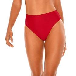 RELLECIGA Damen Bademode High Waist Bikini-Hose Slip Bottom Retro Rot M von RELLECIGA