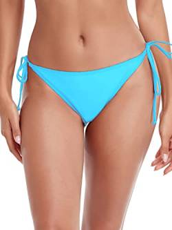 RELLECIGA Damen Bikinihose, frecher Hoher Schnitt, seitlich gebunden, Bikinihose, Himmelblau, S von RELLECIGA