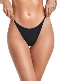 RELLECIGA Damen-Bikinihose mit hohem Schnitt, Schwarz, L von RELLECIGA