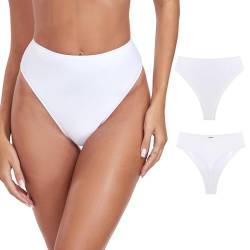 RELLECIGA Damen-Bikinihose mit hoher Taille, hoch geschnitten, Weiss/opulenter Garten, S von RELLECIGA