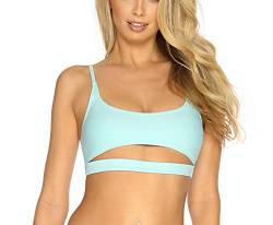 RELLECIGA Damen Bralette U-Ausschnitt Bikini-Oberteil Open Front Cut Out Top Baby Blau L von RELLECIGA