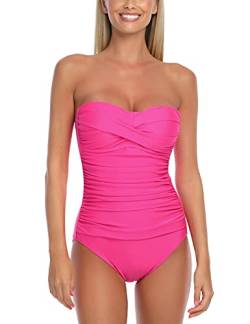 RELLECIGA Damen Klassisch Badeanzug, Neon Rose, Large von RELLECIGA