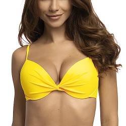 RELLECIGA Damen Push Up Bikini Top Twist Front Bügel Bikinioberteil Neon Gelb M von RELLECIGA