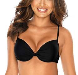 RELLECIGA Damen Push Up Bikini Top Twist Front Bügel Bikinioberteil Schwarz S von RELLECIGA