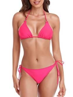 RELLECIGA Damen Sexy Brazilian Bikinis für Frauen Neckholder String Triangle Top mit frecher Bikinihose, wassermelone, Small von RELLECIGA