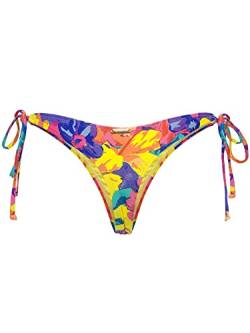 RELLECIGA Damen Tie Side Thong Bikinihose, Mehrfarbiges Blumenmuster, XL von RELLECIGA