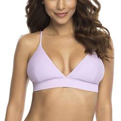 RELLECIGA Damen Triangel Bikini Top Bralette Oberteil Violett S von RELLECIGA