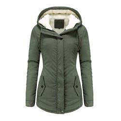 RENJIA IHGWE Damen Winter-Jacke dick warm gefüttert Parka kuschelig sportlich elegant Winter-Mantel Knie-lang für Outdoor Business Steh-Kragen Kapuze Kunstfell herausnehmbar von RENJIA