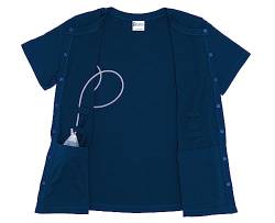 RENOVA MEDICAL WEAR Mastektomie Recovery Shirt mit Abflusstaschen, Blau, 3X-Groß von RENOVA MEDICAL WEAR