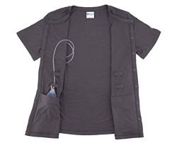 RENOVA MEDICAL WEAR Mastektomie Recovery Shirt mit Abflusstaschen, GRAU, Groß von RENOVA MEDICAL WEAR