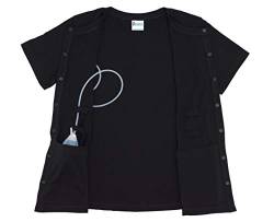 RENOVA MEDICAL WEAR Mastektomie Recovery Shirt mit Abflusstaschen, Schwarz, XX-Large von RENOVA MEDICAL WEAR