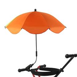 RENXR Sonnenschirm mit Klemme, universeller verstellbarer Strandkorbschirm, UV-Schutz, Sonnenschirm für Kinderwagen, Rollstühle, Terrassenstühle, Orange, Medium von RENXR