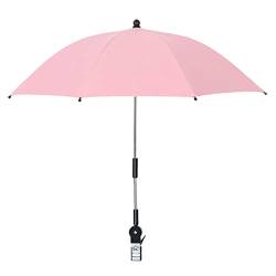 RENXR Stuhlschirm mit Klemme, Universal Verstellbarer Strandkorb Regenschirm UV-Schutz Sonnenschirm Regenschirm für Kinderwagen Rollstühle Terrassenstühle, Rosa, Schwarz , Medium von RENXR