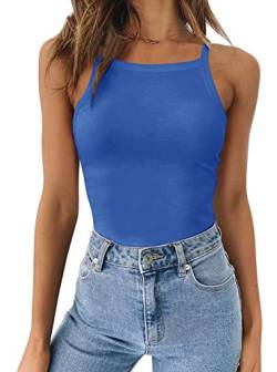 REORIA Damen Trägerlos kurzarm Racerback Riemchen Body Blau 2XL von REORIA