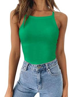 REORIA Damen Trägerlos kurzarm Racerback Riemchen Body Grün 2XL von REORIA