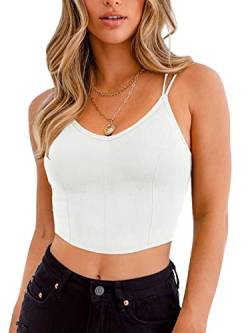 REORIA Frauen Sexy V-Ausschnitt Bustiers Spaghettiträger Korsetts Crop Tops Camisoles Weste BHs Weiß XL von REORIA