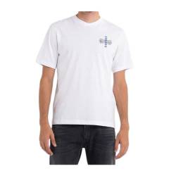 REPLAY Herren M6339 T-Shirt, 001 White, L von REPLAY