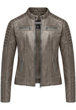 REPUBLIX Damen Echtleder Jacke Biker Zipper Lederjacke RJ-8002 Grau S von REPUBLIX