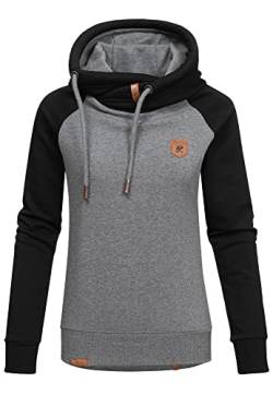 REPUBLIX Damen Kapuzenpullover Sweatjacke Pullover Hoodie Sweatshirt RD-003 Anthrazit/Schwarz M von REPUBLIX