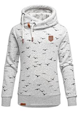 REPUBLIX Damen Print Kapuzenpullover Sweatjacke Pullover Hoodie Sweatshirt RD-018 Hellgrau 3XL von REPUBLIX