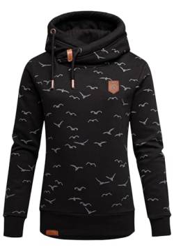 REPUBLIX Damen Print Kapuzenpullover Sweatjacke Pullover Hoodie Sweatshirt RD-018 Schwarz XL von REPUBLIX