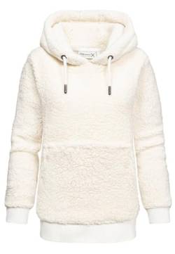 REPUBLIX Damen Teddy Kapuzenpullover Sweatjacke Plüsch Hoodie Pullover Jacke RD-011 Cremeweiß 3XL von REPUBLIX