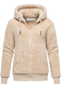 REPUBLIX Damen Teddy Sweatjacke Plüsch Hoodie Pullover Zipper Jacke RD-015 Beige 3XL von REPUBLIX