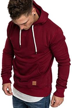 REPUBLIX Herren Basic Kapuzenpullover Sweatjacke Pullover Hoodie Sweatshirt R-0051 Bordeaux 3XL von REPUBLIX