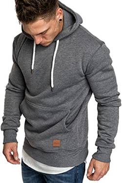 REPUBLIX Herren Basic Kapuzenpullover Sweatjacke Pullover Hoodie Sweatshirt R-0051 Dunkelgrau 3XL von REPUBLIX