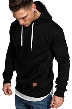 REPUBLIX Herren Basic Kapuzenpullover Sweatjacke Pullover Hoodie Sweatshirt R-0051 Schwarz S von REPUBLIX