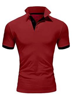 REPUBLIX Herren Basic Poloshirt Kontrast Kurzarm Polohemd Kragen T-Shirt R50104 Bordeaux/Schwarz M von REPUBLIX
