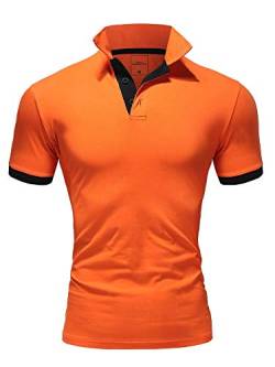 REPUBLIX Herren Basic Poloshirt Kontrast Kurzarm Polohemd Kragen T-Shirt R50104 Orange/Schwarz L von REPUBLIX