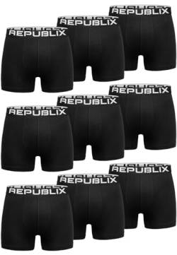 REPUBLIX Herren Boxershorts Baumwolle 9er Spar-Pack Männer Unterhose Unterwäsche 9x0062 Schwarz/Schwarz M von REPUBLIX