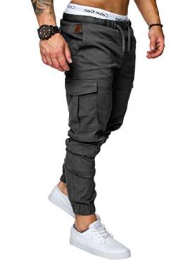 REPUBLIX Herren Cargo Jogger Chino Hose Pants Mit Stretch R0701 Anthrazit W29 von REPUBLIX