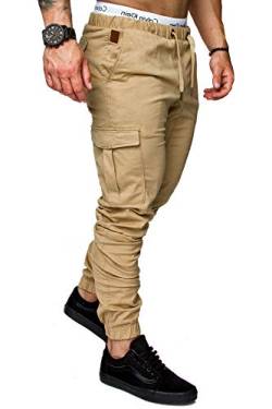 REPUBLIX Herren Cargo Jogger Chino Hose Pants Mit Stretch R0701 Beige W32 von REPUBLIX