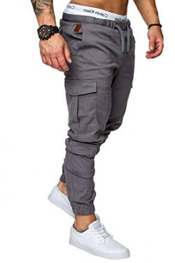 REPUBLIX Herren Cargo Jogger Chino Hose Pants Mit Stretch R0701 Dunkelgrau W33 von REPUBLIX