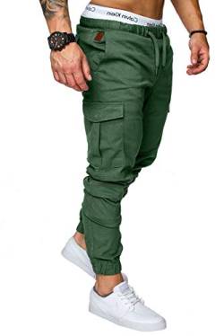 REPUBLIX Herren Cargo Jogger Chino Hose Pants Mit Stretch R0701 Khaki W33 von REPUBLIX