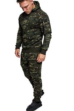 REPUBLIX Herren Cargo Stil Sportanzug Jogginganzug Trainingsanzug Sporthose+Hoodie R-0028 Camouflage Khaki M von REPUBLIX
