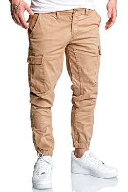 REPUBLIX Herren Jogger Cargo Chino Jeans Hose R2207 Beige W32 von REPUBLIX