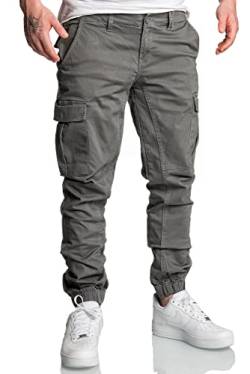 REPUBLIX Herren Jogger Cargo Chino Jeans Hose R2207 Dunkelgrau W38 von REPUBLIX