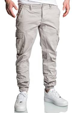 REPUBLIX Herren Jogger Cargo Chino Jeans Hose R2207 Hellgrau W32 von REPUBLIX